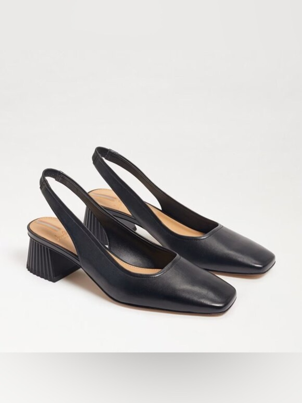 Sam Edelman Black Square-Toe Slingback Block Heels - Picture 1 of 8
